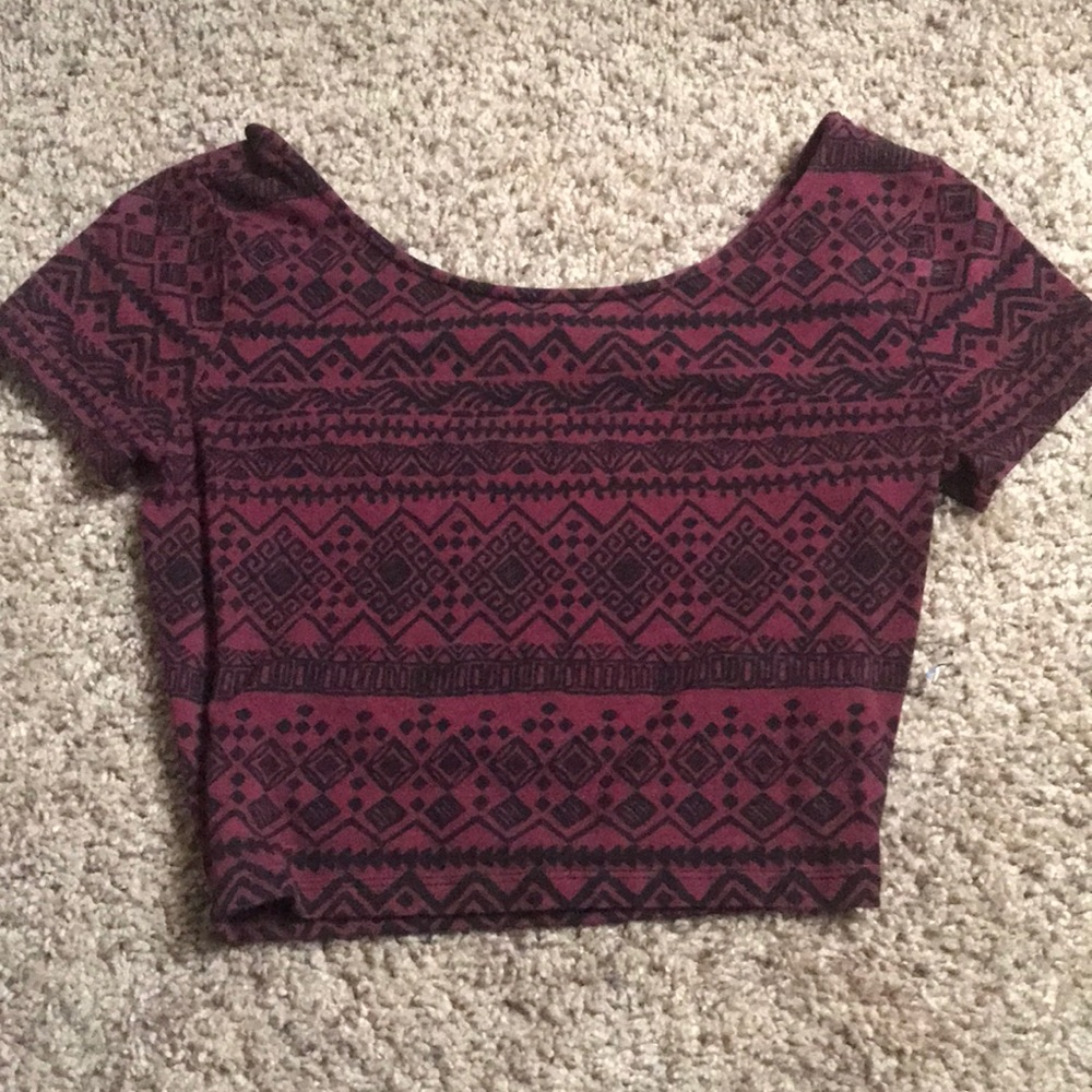 Forever 21 red pattern crop top